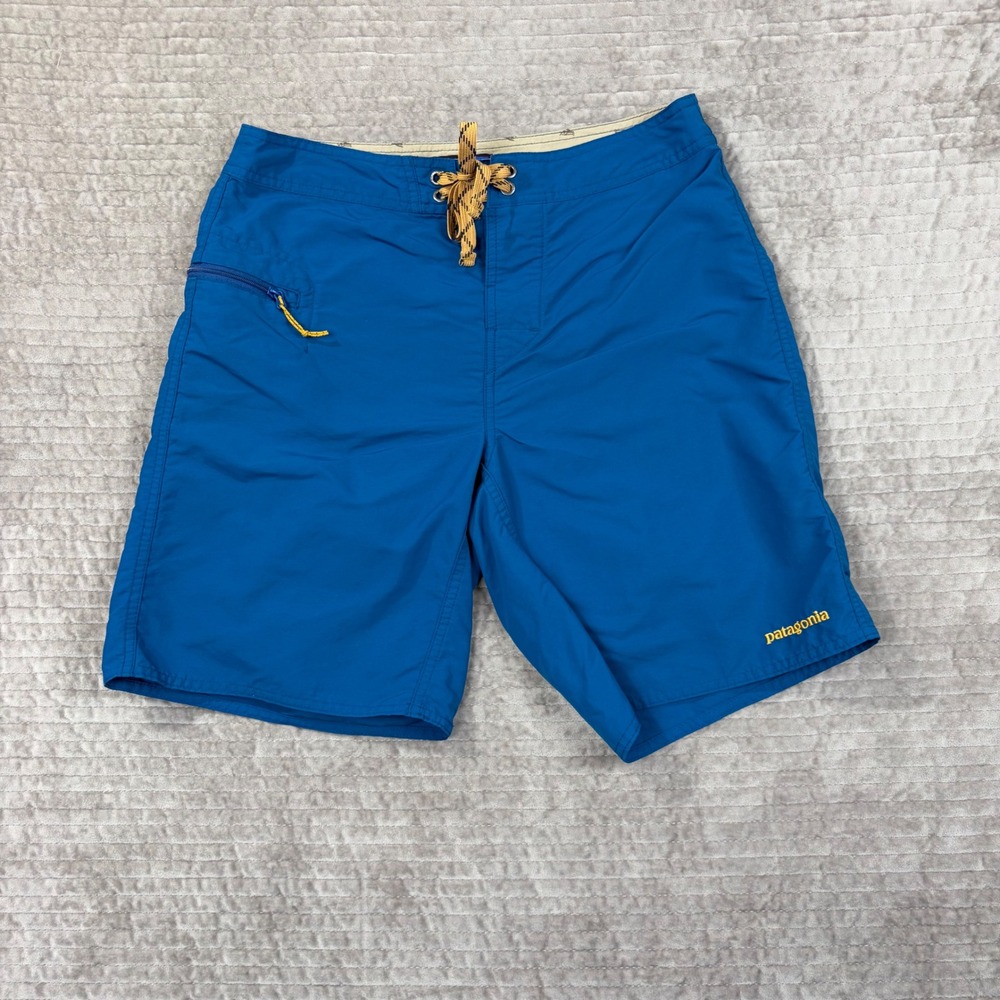 Patagonia Mens Board Shorts Blue Nylon Swim Trunks Size 31 Worn Wear
